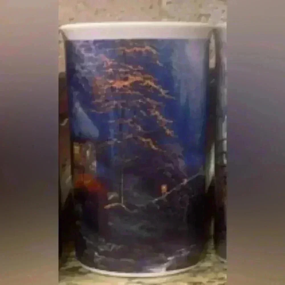 Vintage Thomas Kinkade Coffee Set - 5 Coffee Mugs and Serving Tray